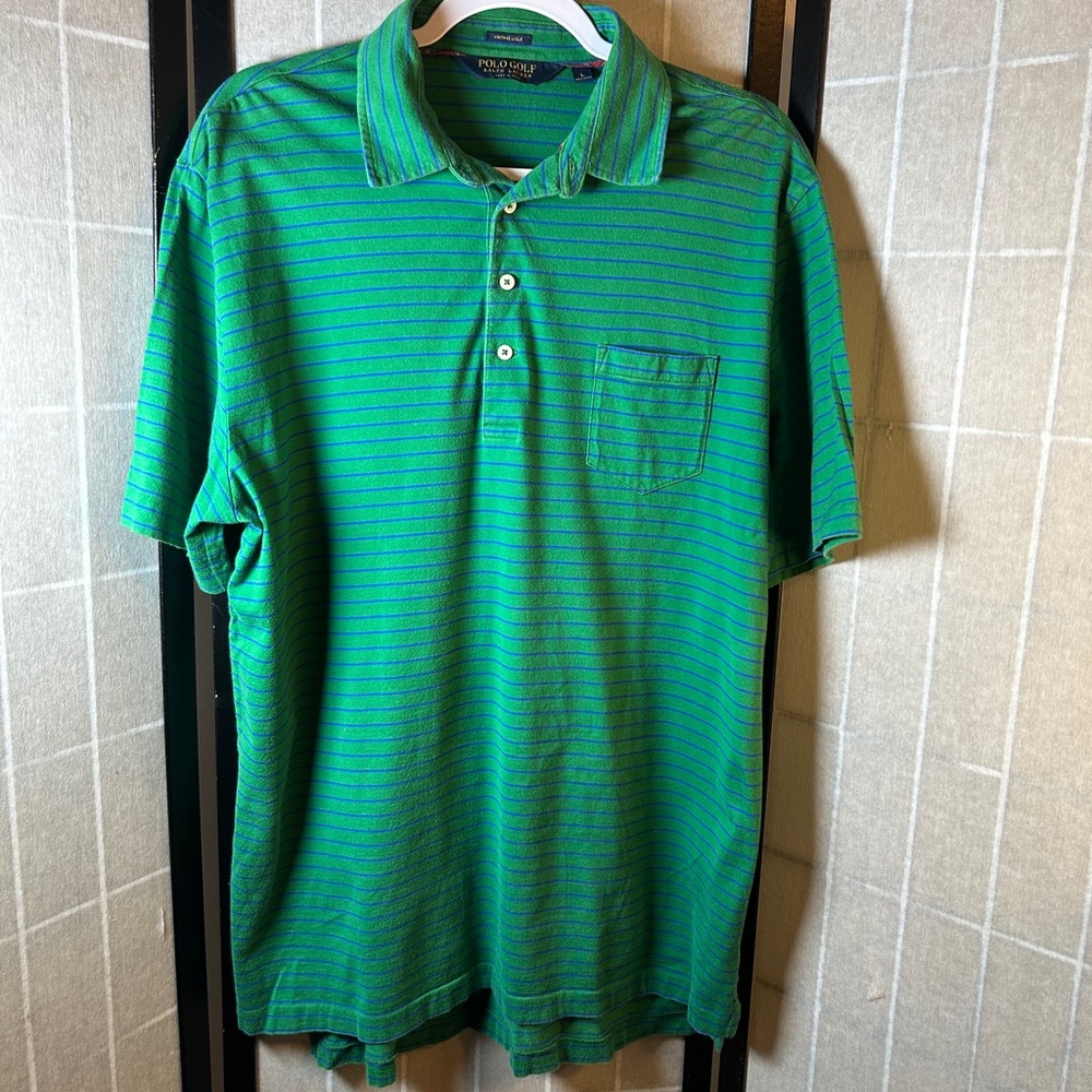Ralph Lauren Green Polo Shirt with Stripes